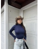Lacivert Yarım Balıkçı Bodysuit