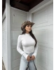 Beyaz Yarım Balıkçı Bodysuit