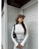 Beyaz Yarım Balıkçı Bodysuit