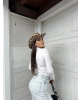 Beyaz Yarım Balıkçı Bodysuit