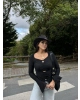 Siyah Kolları Volanlı Sun Crop