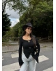 Siyah Kolları Volanlı Sun Crop