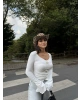Beyaz Kolanları Volanlı Sun Crop