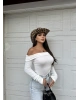 Beyaz Madonna Yaka Basic Crop