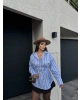Mavi Çizgili Oversize Tasarım Gömlek