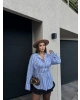 Mavi Çizgili Oversize Tasarım Gömlek