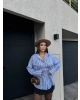 Mavi Çizgili Oversize Tasarım Gömlek