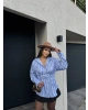 Mavi Çizgili Oversize Tasarım Gömlek