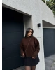 Kahverengi Yırtmaç Detay Basic Oversize Kazak