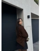 Kahverengi Yırtmaç Detay Basic Oversize Kazak