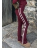Bordo Şeritli Tayt Pantolon