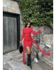 Kırmızı Yan Kurdele Premium Elbise