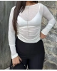 Beyaz Transparan Bluz