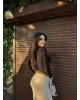 Siyah Kruvaze Yaka Aksesuar Detay Crop
