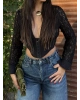 Siyah Korse Detay Dantel Crop