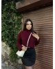 Bordo Balıkçı Yaka Kazak