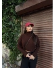 Kahverengi Balıkçı Yaka Kazak
