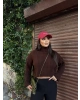 Kahverengi Balıkçı Yaka Kazak
