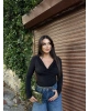 Siyah Degaje Yaka Bluz