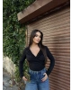 Siyah Degaje Yaka Bluz