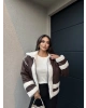 Kahverengi Beyaz Oversize Peluş Mont