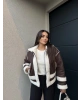 Kahverengi Beyaz Oversize Peluş Mont