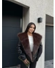 Siyah Kahverengi Kürklü Deri Premium Ceket