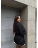 Siyah Midi Boy Tasarım Trençkot