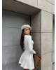 Beyaz Düğmeli Basic Crop