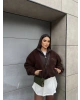 Acı Kahve Oversize Peluş Mont