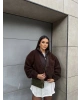Acı Kahve Oversize Peluş Mont