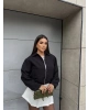 Siyah Crop Fermuarlı Bomber Ceket