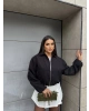 Siyah Crop Fermuarlı Bomber Ceket