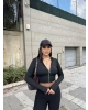 Siyah Çift Fermuarlı Crop Hırka