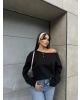 Siyah Kayık Yaka Oversize Sweatshırt