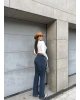Koyu Mavi İspanyol Paça Yüksek Bel Jean