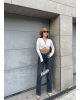 Koyu Mavi İspanyol Paça Yüksek Bel Jean