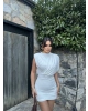 Beyaz Vatkalı Zra Model Elbise