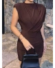Kahverengi Vatkalı Zra Model Elbise