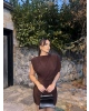 Kahverengi Vatkalı Zra Model Elbise