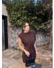 Kahverengi Vatkalı Zra Model Elbise