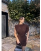 Kahverengi Vatkalı Zra Model Elbise