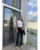 Füme İspanyol Paça Yüksek Bel Jean