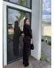 Kahverengi Kayık Yaka Modal Takım