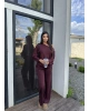 Bordo Kayık Yaka Modal Takım