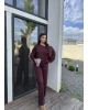 Bordo Kayık Yaka Modal Takım