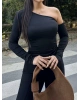 Siyah Tek Omuz Crop
