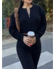 Siyah Fermuarlı Triko Hırka