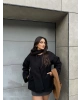 Siyah Atkılı Kaşe Mont