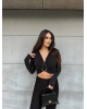 Siyah Buzzy Simli Tokalı Bluz